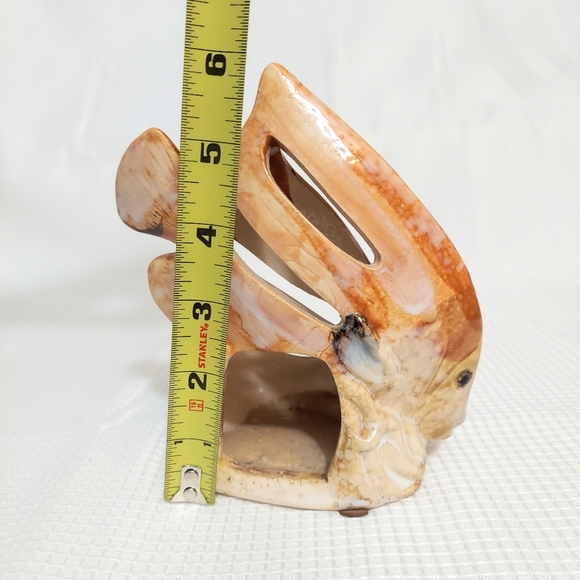 Fish Angelfish Tealight Pottery Candle Holder Artist Signed Ocean Beach - Picture 5 of 8